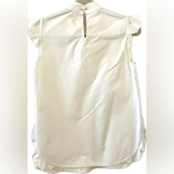 Shanghai Tang Elegant White Ruffle Blouse Size 40 (4) - Picture 3 of 7